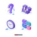 Trendy flat illustration set. Puzzle pieces. Idea. Time management. Frequently asked questions. Royalty Free Stock Photo